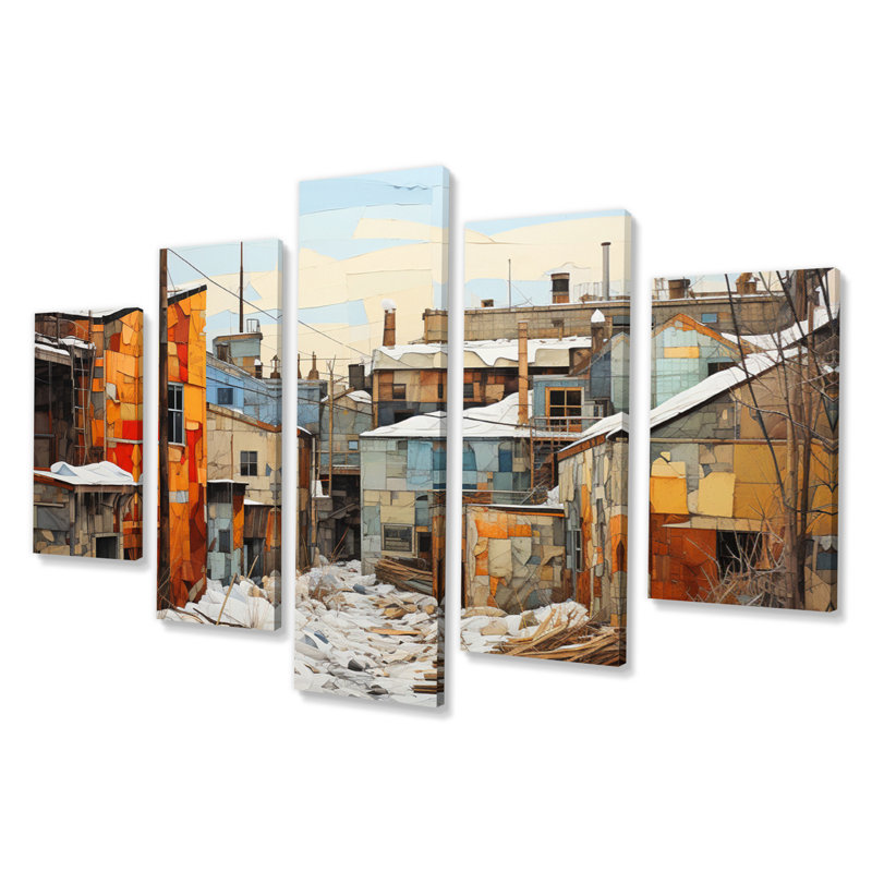 Winter Warehouse Palette II - entrepôt, reproduction sur toile - 5 panneaux