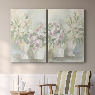 Fresque florale délavée I-Premium tendue sur toile tendue - prête à être accrochée