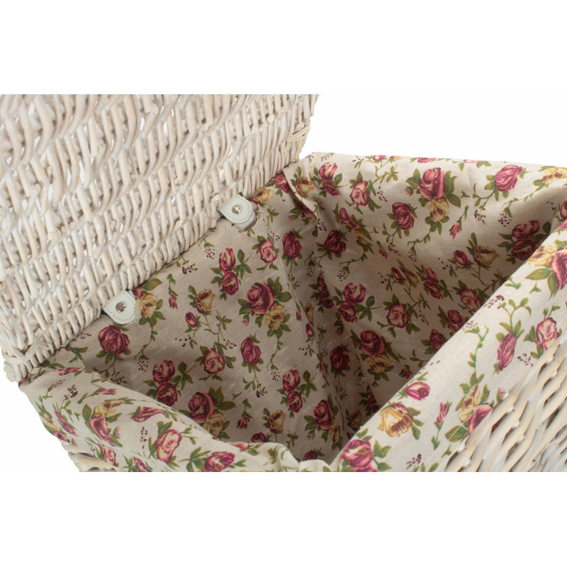 Wicker Square Laundry Basket with Garden Rose Lining