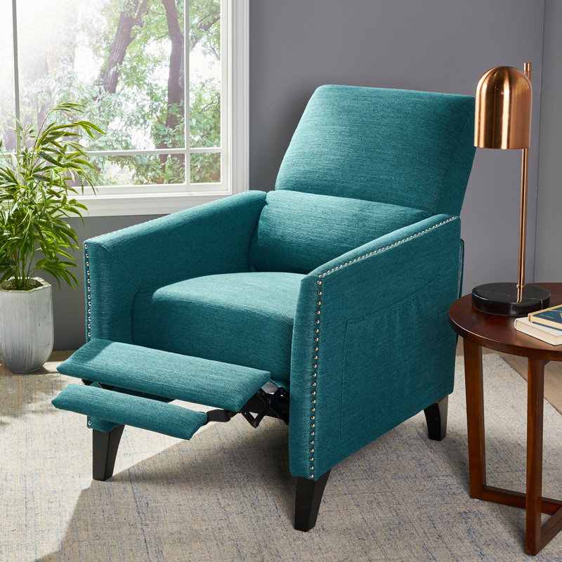 Aresha Upholstered Recliner, Teal