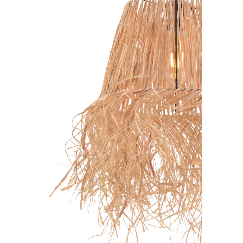 Élégant lustre en métal avec capuchon en raphia, 11,8 po x 7,9 po | Câble réglable, hauteur totale: 27,6 pouces | Certifié CE, douille E27 (40 W maximum) | Parfait pour les salles à manger, les espaces de vie et les décors modernes