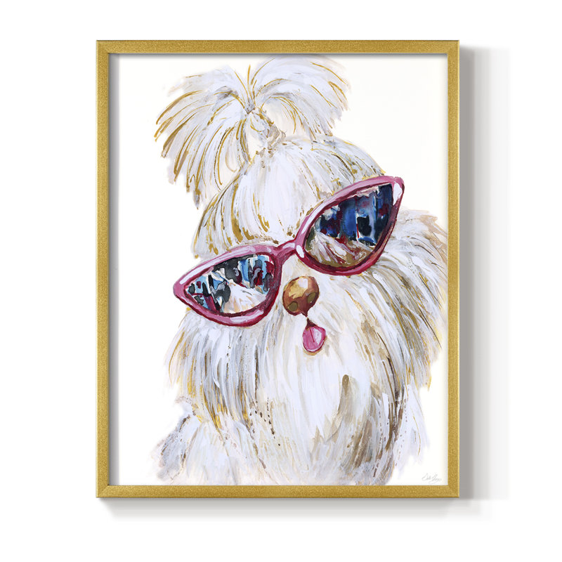 Shi Tzu Shades, reproduction encadrée - bois massif, H 15 po x l 12 po, Doré