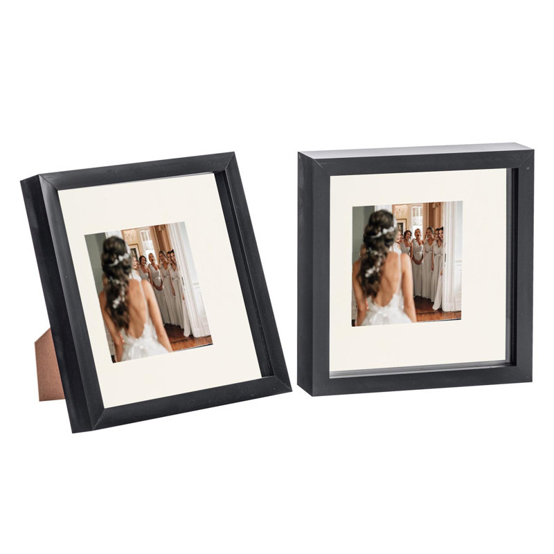 Nicola Spring - 3D Box Photo Frames - Mount, Black/Ivory, 22.5cm H x 22.5cm W x 3.5cm D