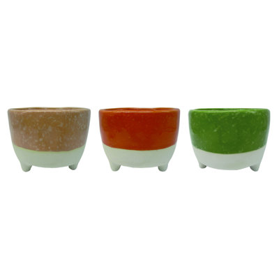  Stoneware Two-Tone Planter Set of 3 Spring Home Decorations