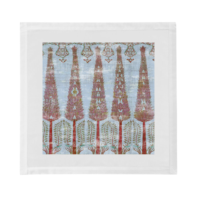 Topkapi Garden Cotton Sateen Dinner Napkins, Turquoisered