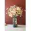  Vase carré en verre avec fleurs décoratives en relief H 16 po