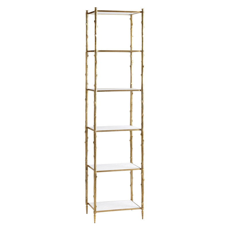 Arbor Brass & White Marble Etagere Bookshelf