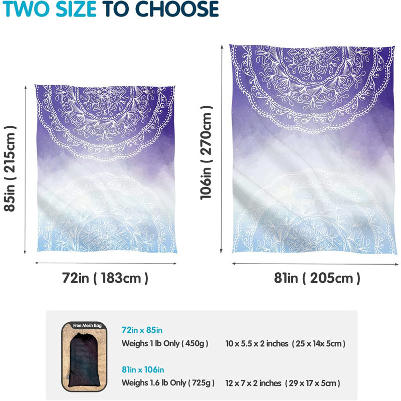 Jeté, L 72 po x L 85 po, Bleu / violet