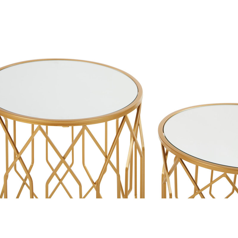 Elms Glass Top Drum Nesting Tables