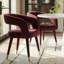 Chaise de salle à manger rembourrée en velours avec pieds dorés-867411225