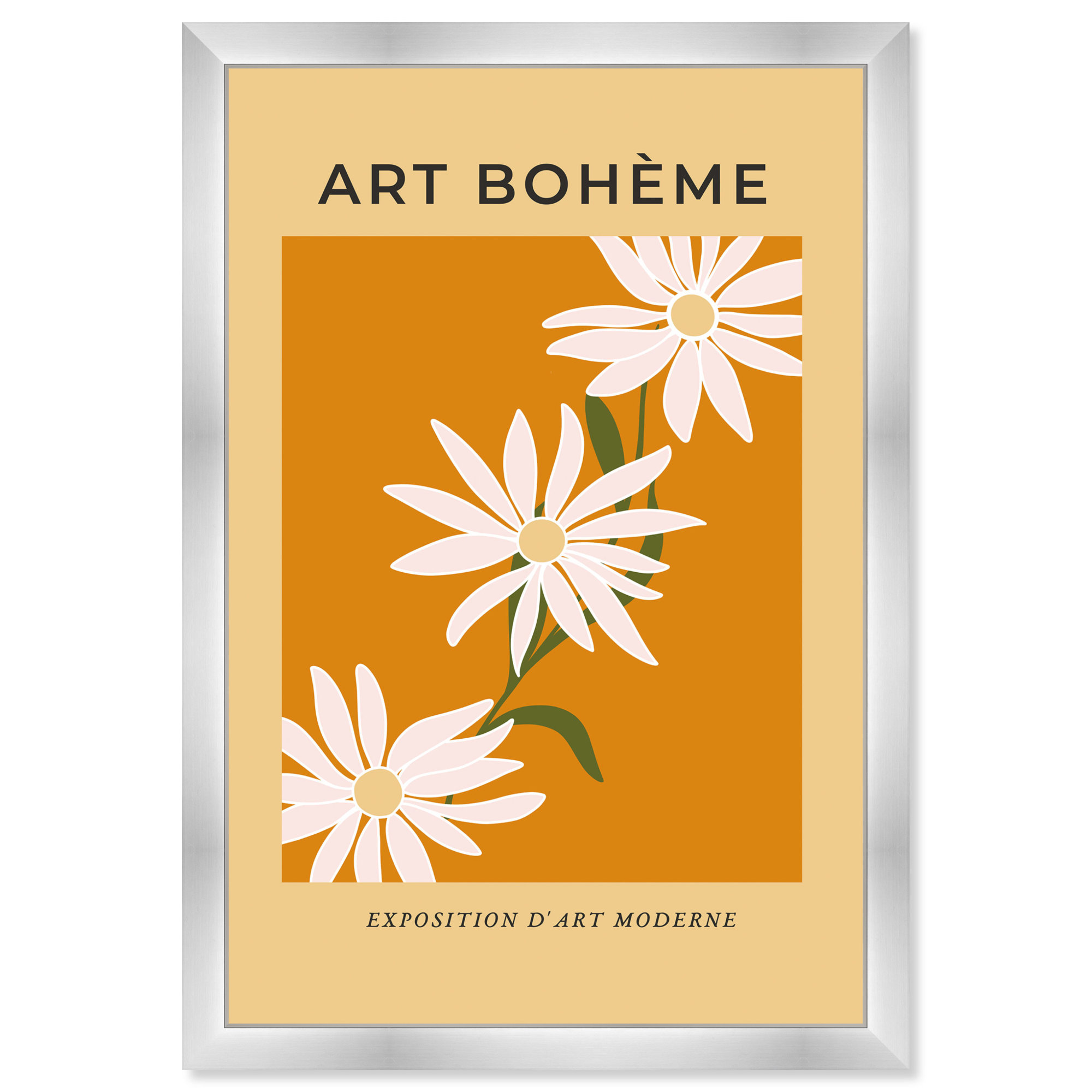 French White Daisy by Oliver Gal, 17" H x 12" W, Silver Framed Paper