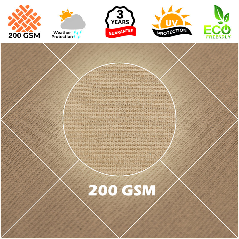 Beige 12' x 8' Rectangle Sun Shade Sail with Hardware Kit