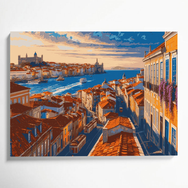 Art urbain sur toile, "Lisbon", Portugal, H 11 po x l 14 po