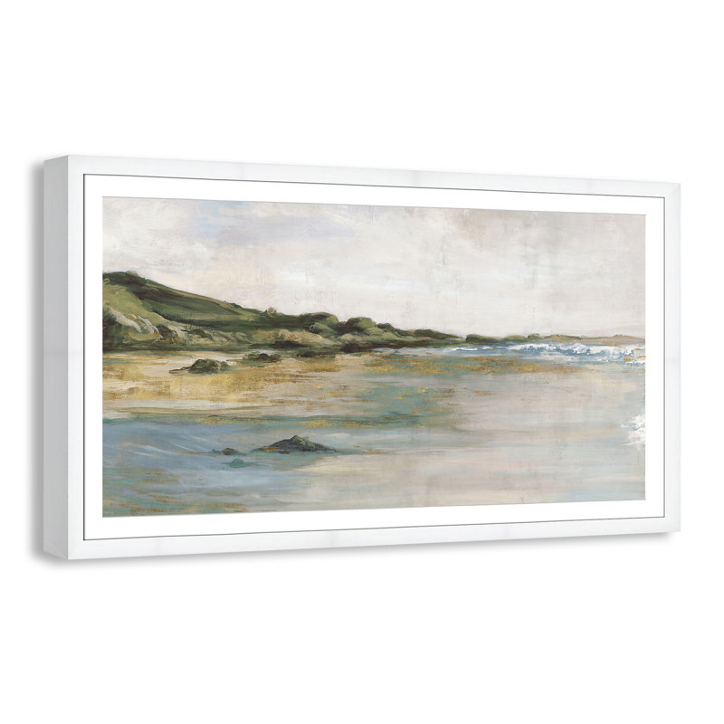 Impression «Tide’s Edge» par Casa Fine Arts, H 33 po x l 59 po x P 1,25 po, Reproduction encadrée avec passe-partout, Blanc