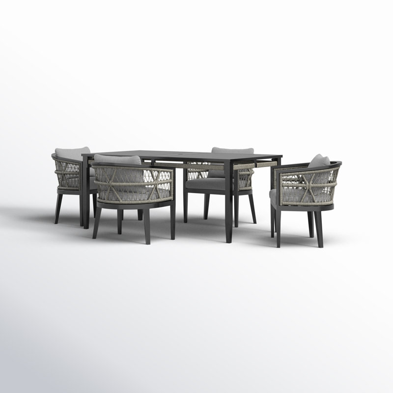 Elvina 66'' Rectangular 4 - Person Outdoor Dining Set with Cushions