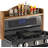 Deluxe Rustic Solid Wood And Black Metal Wire Bar Spice Rack - Space Saving Over The Stove Top Storage Shelf For Kitchen Organization