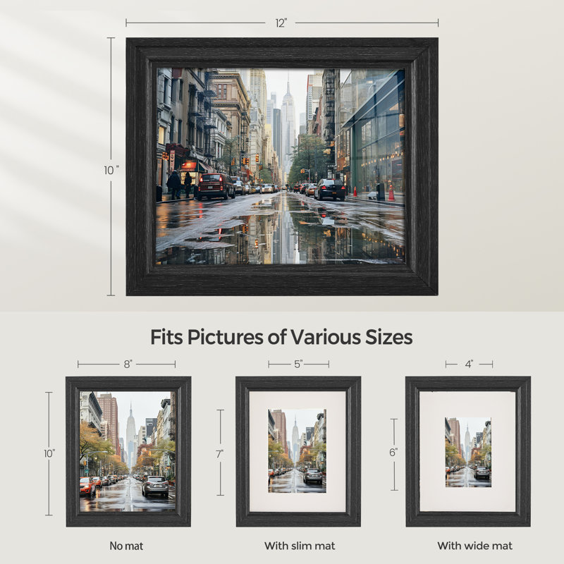 Cadres pour photos avec 6 tapis muraux, Noir, noir, noir, noir, 4 po x 6 po