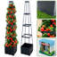 Boîte de 2 pots à fleurs surélevés pour jardin avec tomates et treillis, cage à tomates 56,8 po avec treillis trapézoïdal