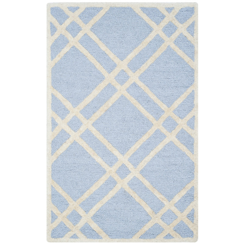 Deedgra Hand Tufted Wool Geometric Rug, Rectangle 2' x 3'