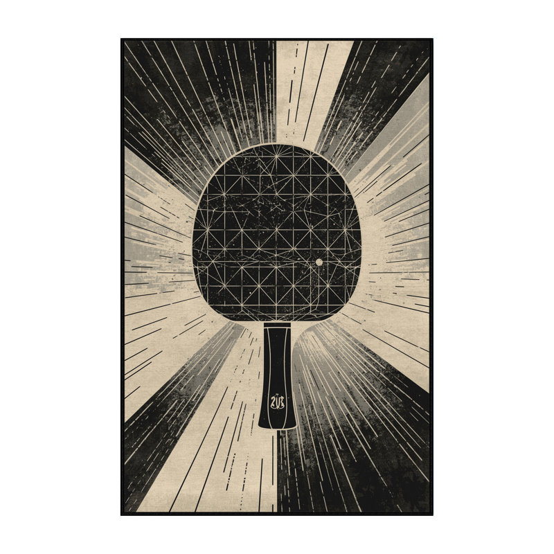 Machine Washable Auburndale Table Tennis Olympic Modern Geometric Rug in Black – Black Binding, 5x7