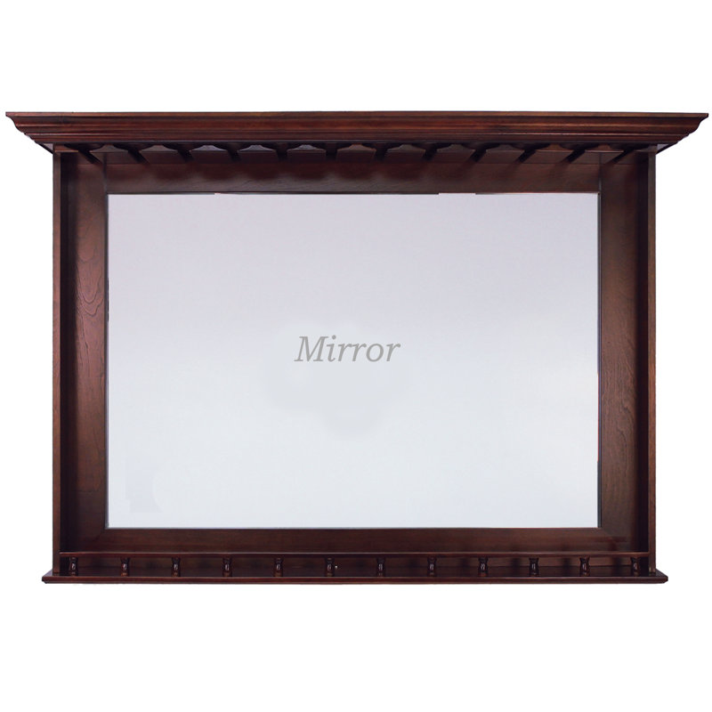 Chiles Bar Accent Mirror with Wine Glass Rack By RAM Game Room, English Tudor