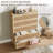 Natural Wood Rattan Dresser w/ 5 Deep Drawers, MDF Storage Cabinet