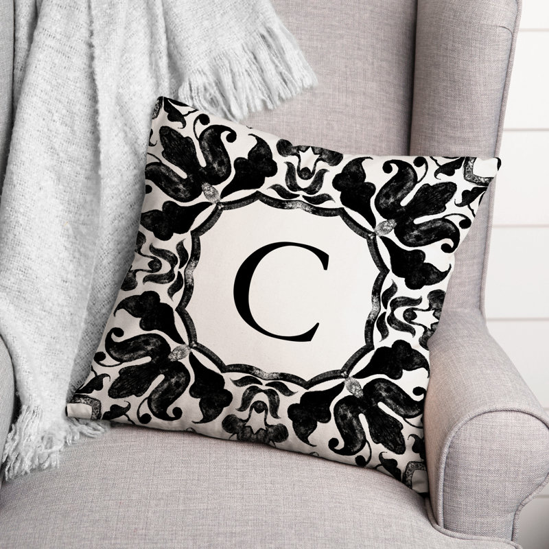P Monogram Outdoor Throw Pillow, C