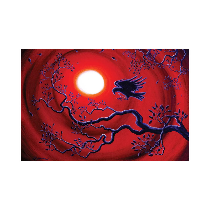 Raven In Ruby Red by Laura Iverson - Wrapped Canvas Painting, 20.32 cm H x 30.48 cm W