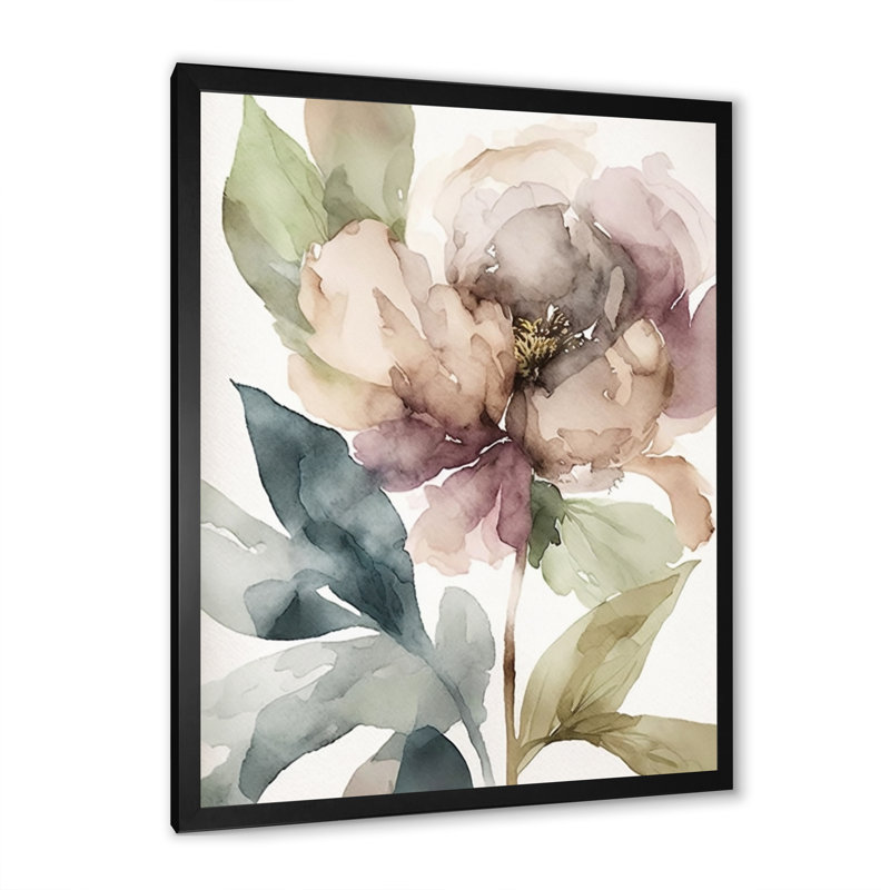 Pivoine en couleurs rétro rétro I - reproduction sur toile, Cadre photo noir, L 30 po x H 40 po