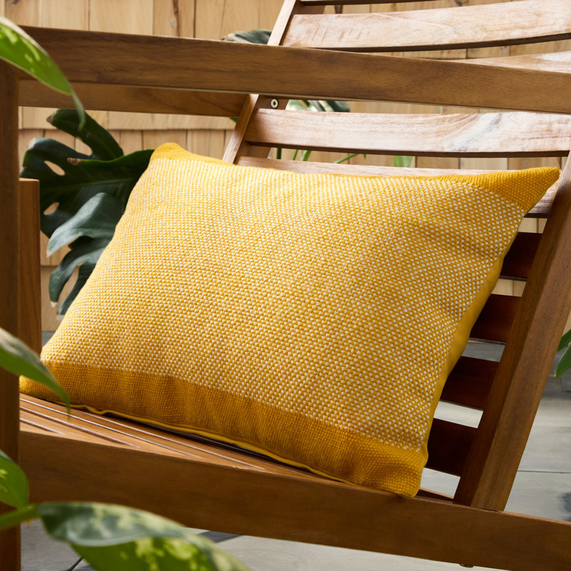 Yellow and Ivory Recycled Material Indoor/Outdoor Pillow