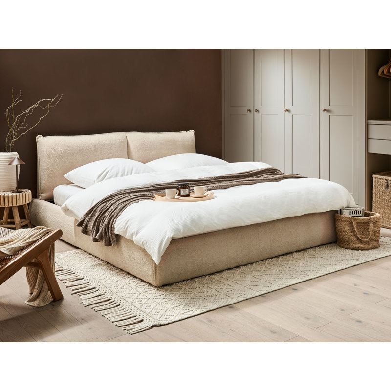 VINAY Upholstered Bed, Beige, Super King (6')
