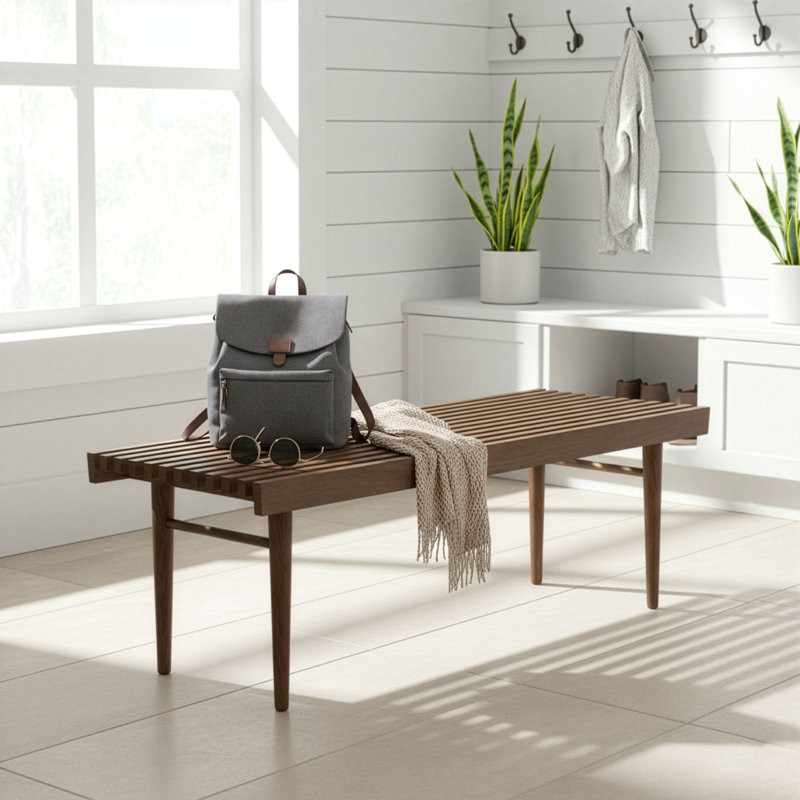 Banc en bois massif Chyra, Brown