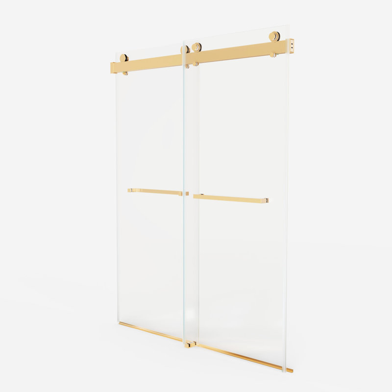 Double porte de douche coulissante en or brossé - 56 à 60 pouces de largeur, 76 de hauteur, 10 mm de verre trempé imperméable, fabrication d'oxydation 56 à 60 options de sécurité élevée, performance imperméable