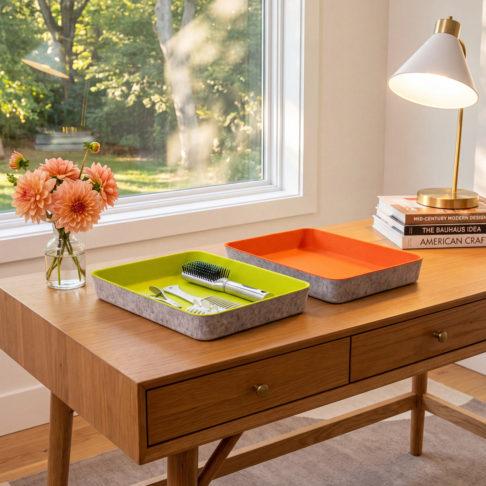 Desk Organizer Set, Green/Orange