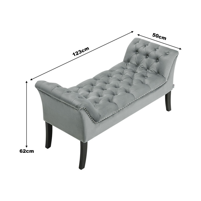 123cm Wide Rectangle No Pattern Footstool Ottoman, Grey