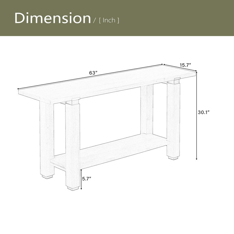 Console de 62,9 po de style minimaliste moderne, canapé d'entrée en bois massif avec détails en métal, tablette intégrée, pour le salon, le couloir