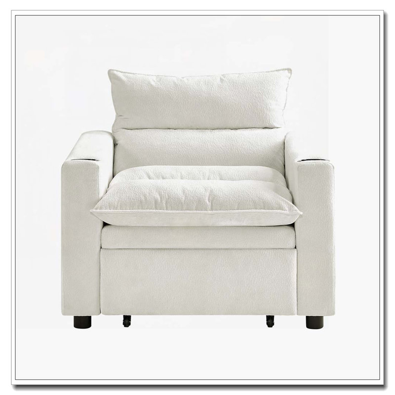 Fauteuil convertible en velours, Beige