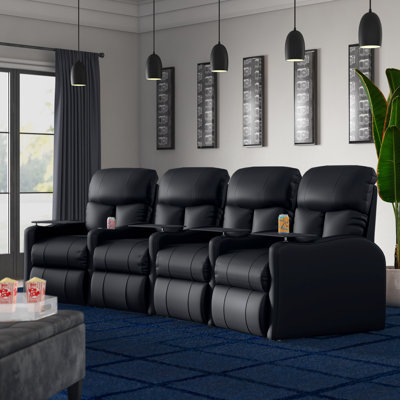 Upholstered Home Theater Seating with Cup Holder