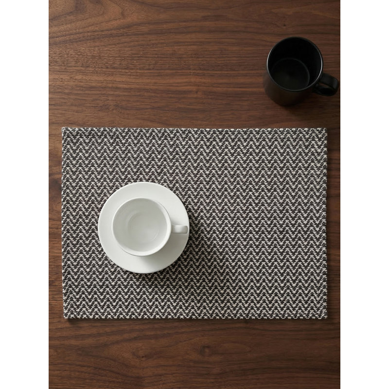 Napperon intérieur noir et blanc Herringbone Bay, Black