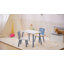 HOMCOM 3 Pcs Kids Table & Chairs Set Wood Legs Safe Corners Cute Stars Blue