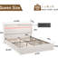 Storage Bed Frame Queen Size: Upholstered Headboard, 4 Drawers, Led Lights, Charging, Stable Structure Beige With & Charging Station: Easy Assembly