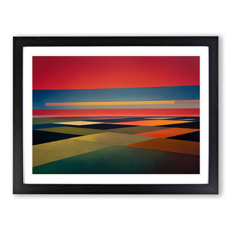 Abstract Landscape Meadow - Framed Print, Black, 34cm H x 46cm W x 2cm D