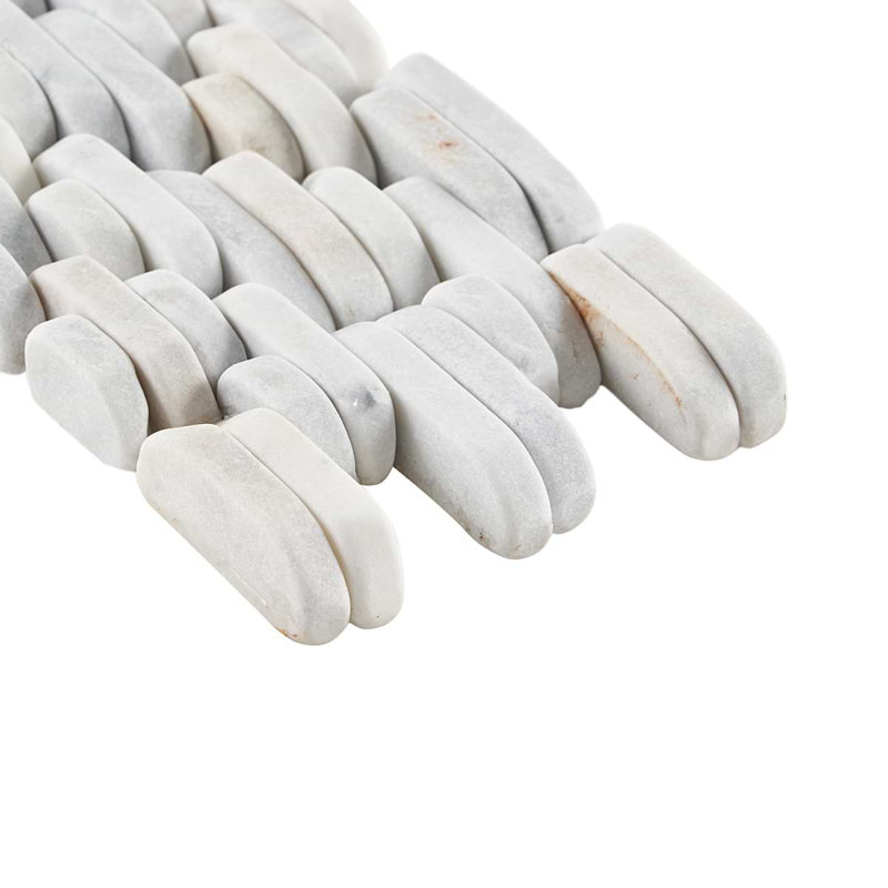 Nature Stacked Pram Gray Pebble Mosaic Tile, Carrara
