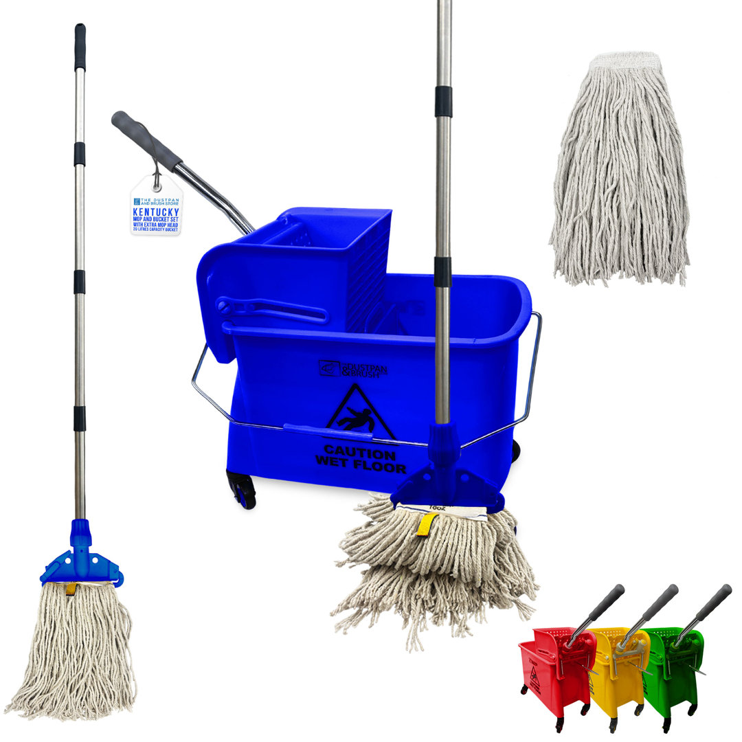 Kentucky Floor Mop and Bucket Set on Wheels Industrial Floor Mop Bucket With Wringer - Image 4