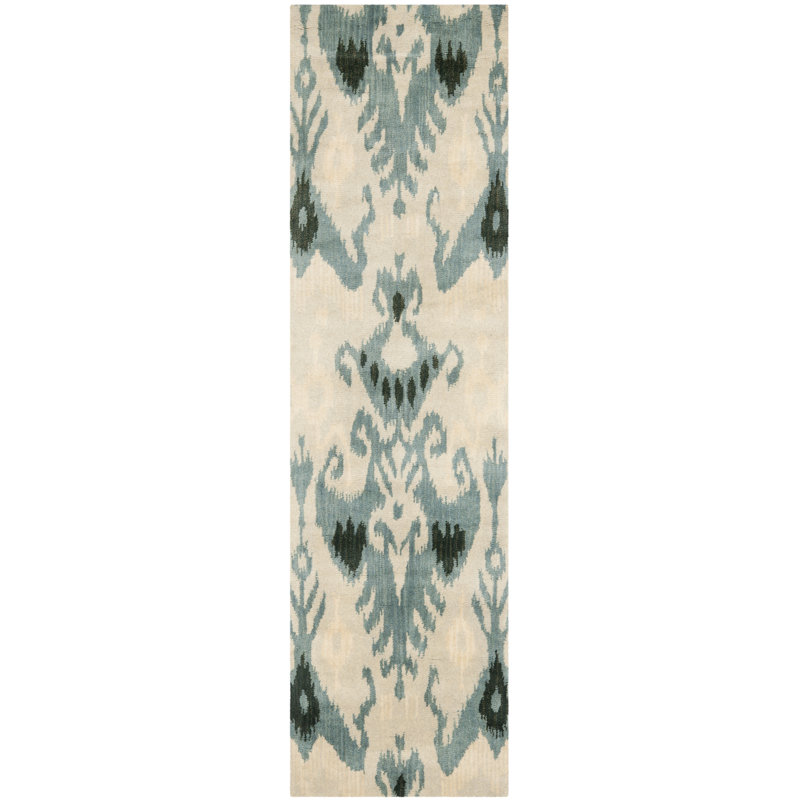 Kline Ikat Hand Tufted Wool Ikat Rug, Runner 2'3" x 8'
