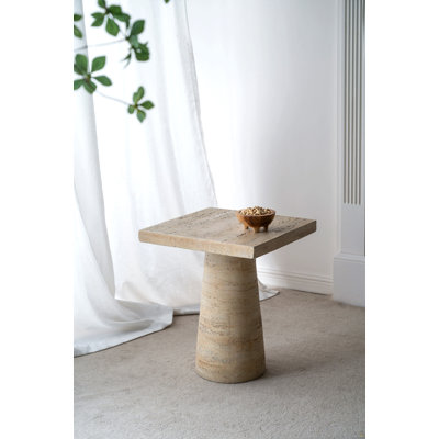 Table d'appoint carrée crème 20 pi x 20 po x 24 po avec base piédestal