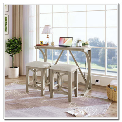 Ensemble de table de salle à manger à hauteur de comptoir Farmhouse avec port USB