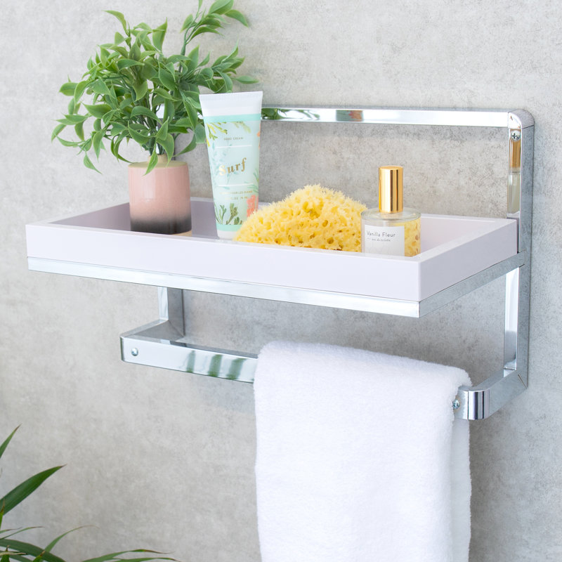 Khari Bathroom Wall Shelf with Removable Tray & Towel Bar