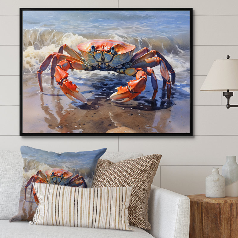 Crab Beachcombers II - Crab, art encadré, Cadre flottant noir, H 16 po x l 32 po x P 1 po