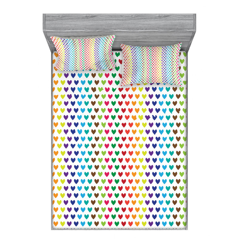 Microfiber Patterned Fitted Sheet, Full Fitted Sheet with 2 Pillowcases